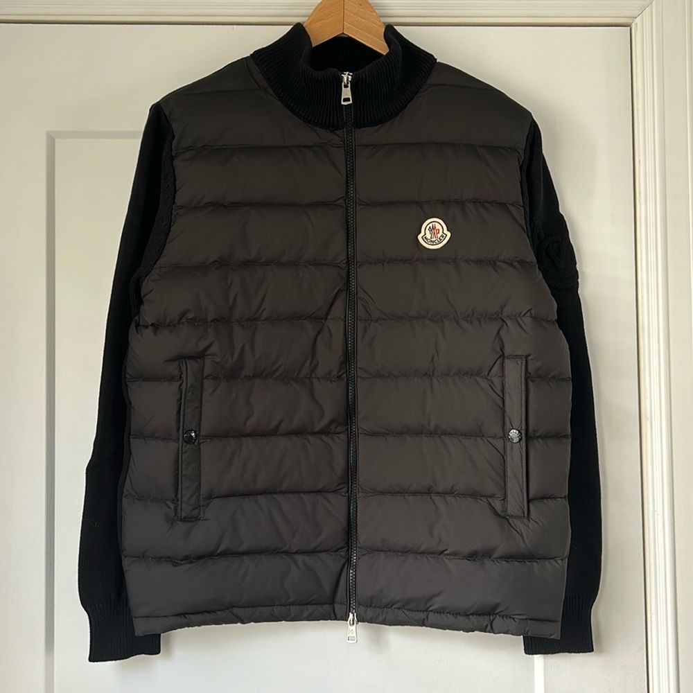Men’s black size small Moncler mixed media jacket